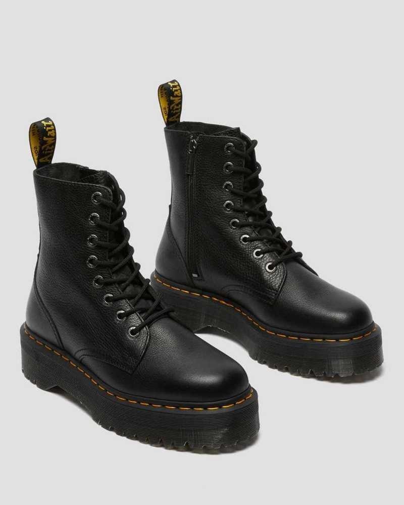 Black Dr. Martens Jadon III Pisa Leather Platform Boots | DVBKO9758