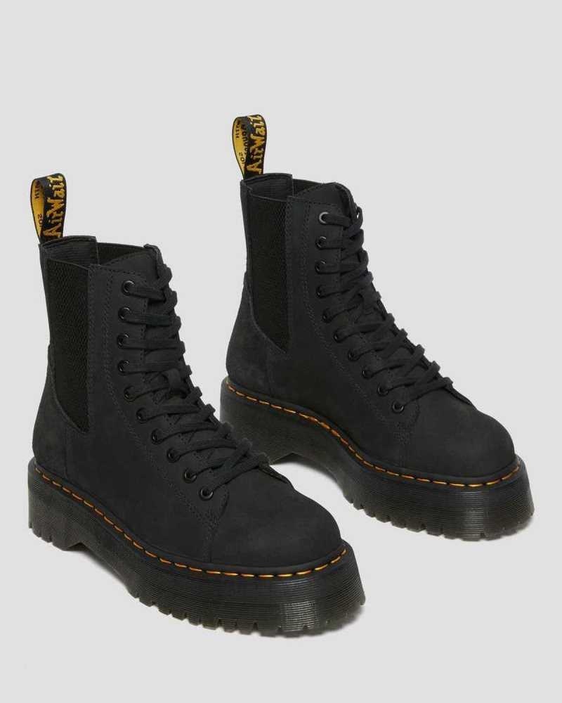 Black Dr. Martens Jadon Nubuck Leather Platform Boots | CFYIA5430