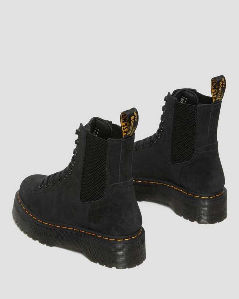 Black Dr. Martens Jadon Nubuck Leather Platform Boots | CFYIA5430