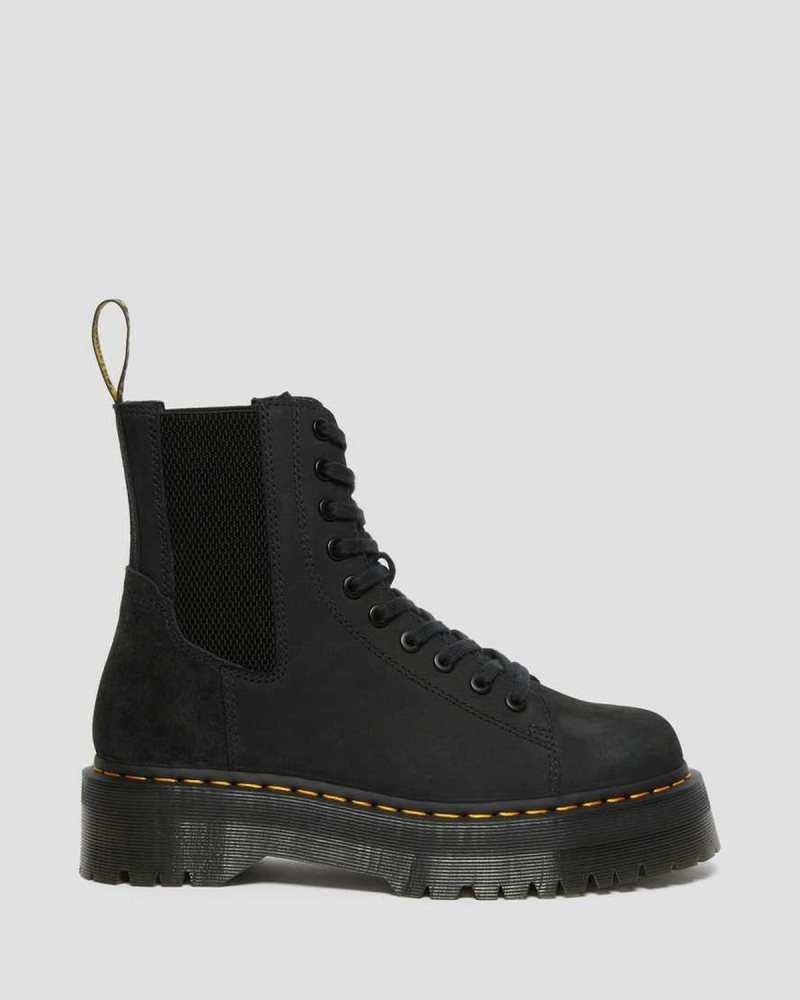 Black Dr. Martens Jadon Nubuck Leather Platform Boots | CFYIA5430