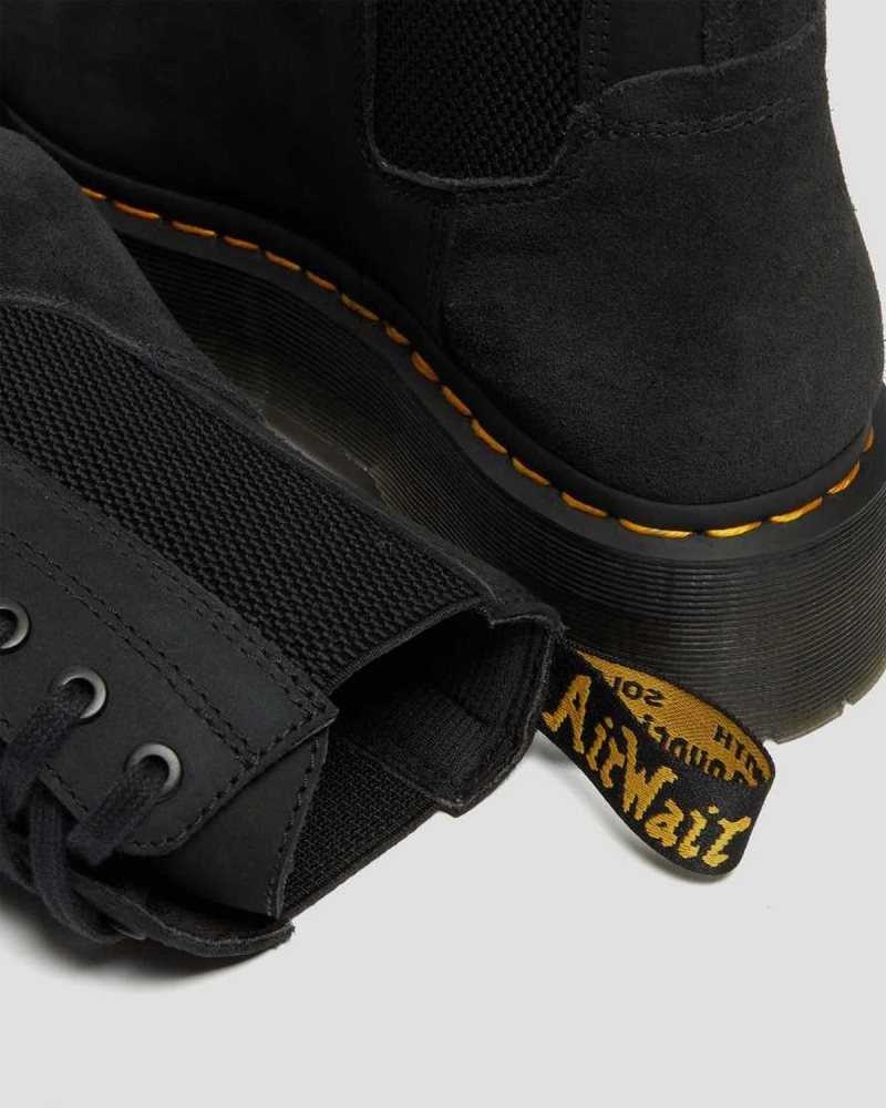 Black Dr. Martens Jadon Nubuck Leather Platform Boots | CFYIA5430