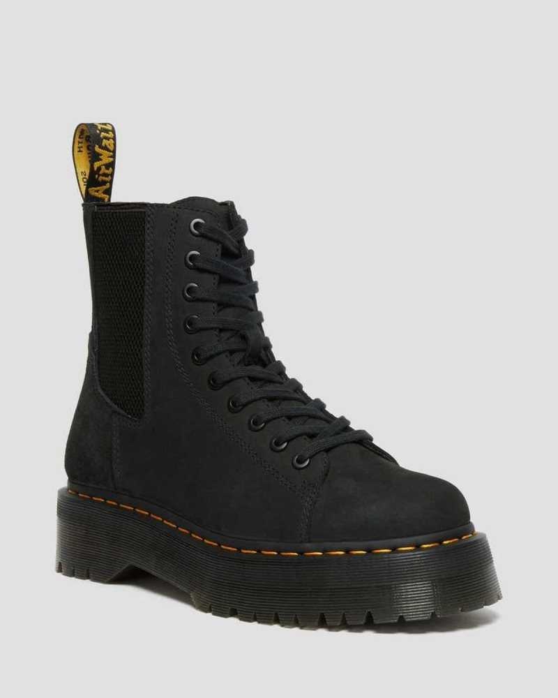 Black Dr. Martens Jadon Nubuck Leather Platform Boots | CFYIA5430