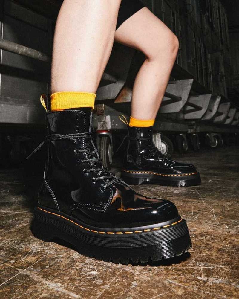 Black Dr. Martens Jadon Patent Leather Platform Boots | JEMRH4603