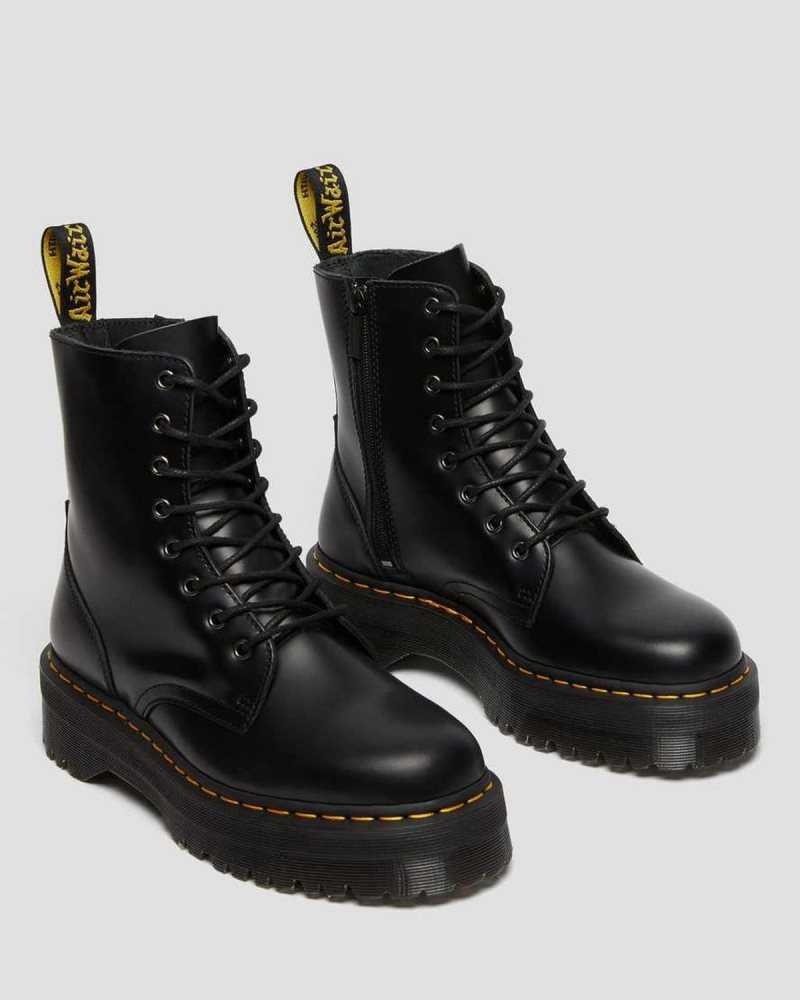 Black Dr. Martens Jadon Smooth Leather Platform Boots | YESWI8372