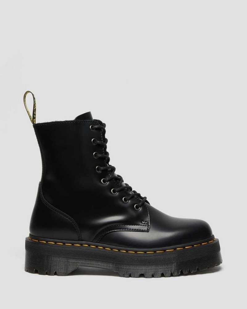 Black Dr. Martens Jadon Smooth Leather Platform Boots | YESWI8372