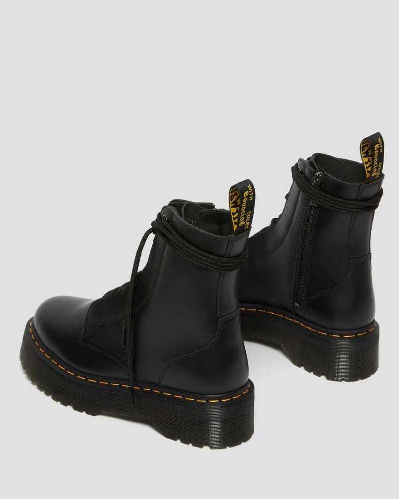 Black Dr. Martens Jarrick Smooth Leather Platform Boots | XMWNU8156