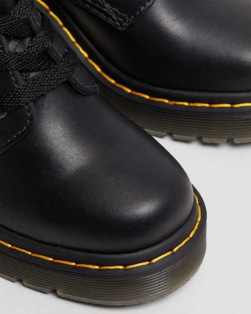 Black Dr. Martens Jesy Sendal Leather Lace Up Flared Heel Boots | FLXKC3658