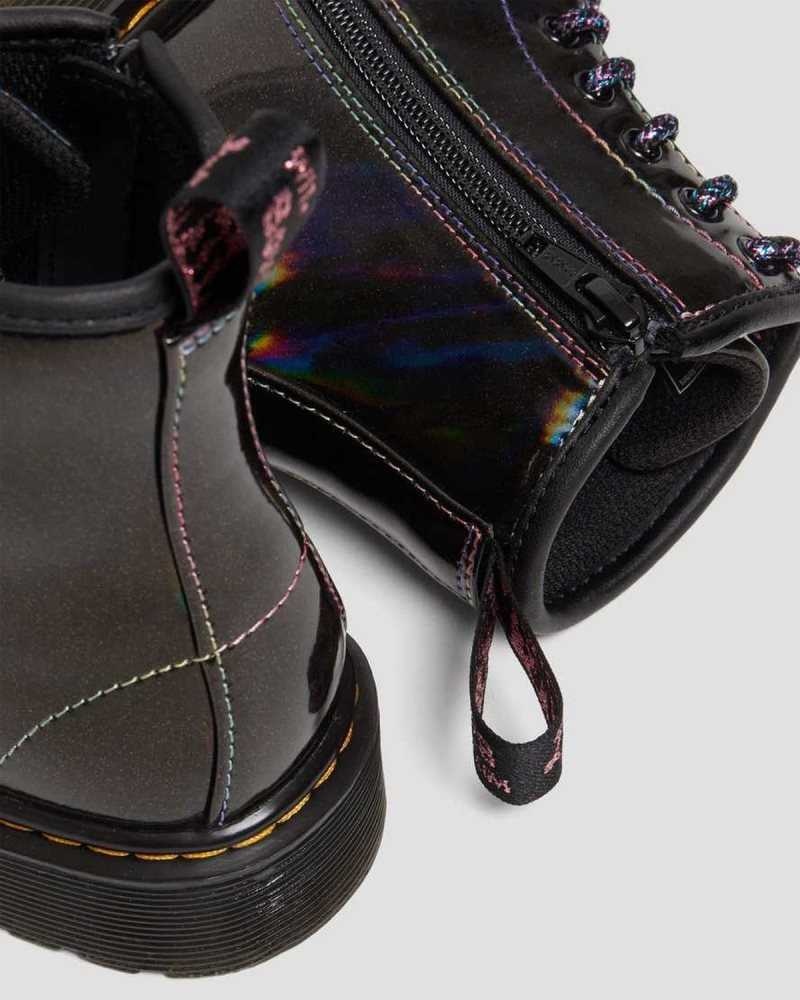 Black Dr. Martens Junior 1460 Sparkle Rays Lace Up Boots | LNMEH8547