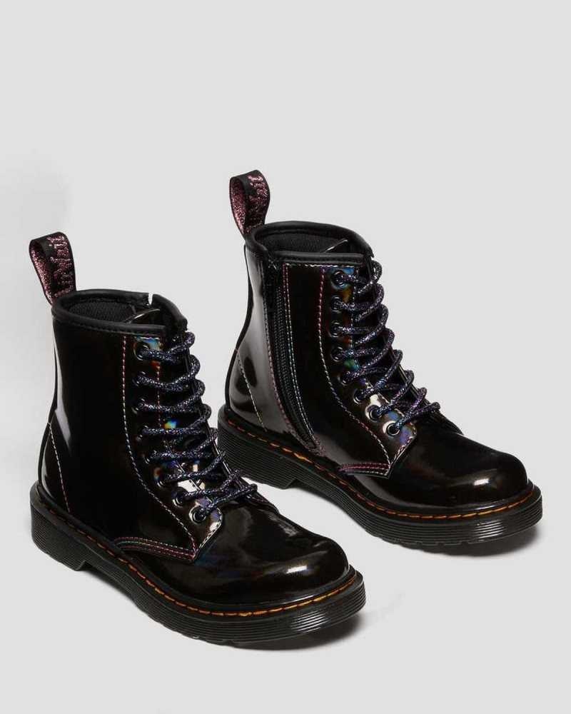 Black Dr. Martens Junior 1460 Sparkle Rays Lace Up Boots | LNMEH8547