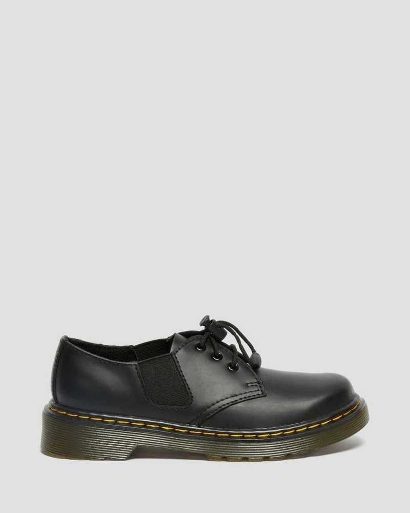 Black Dr. Martens Junior 1461 Romario Leather Oxford Shoes | URXYQ2679