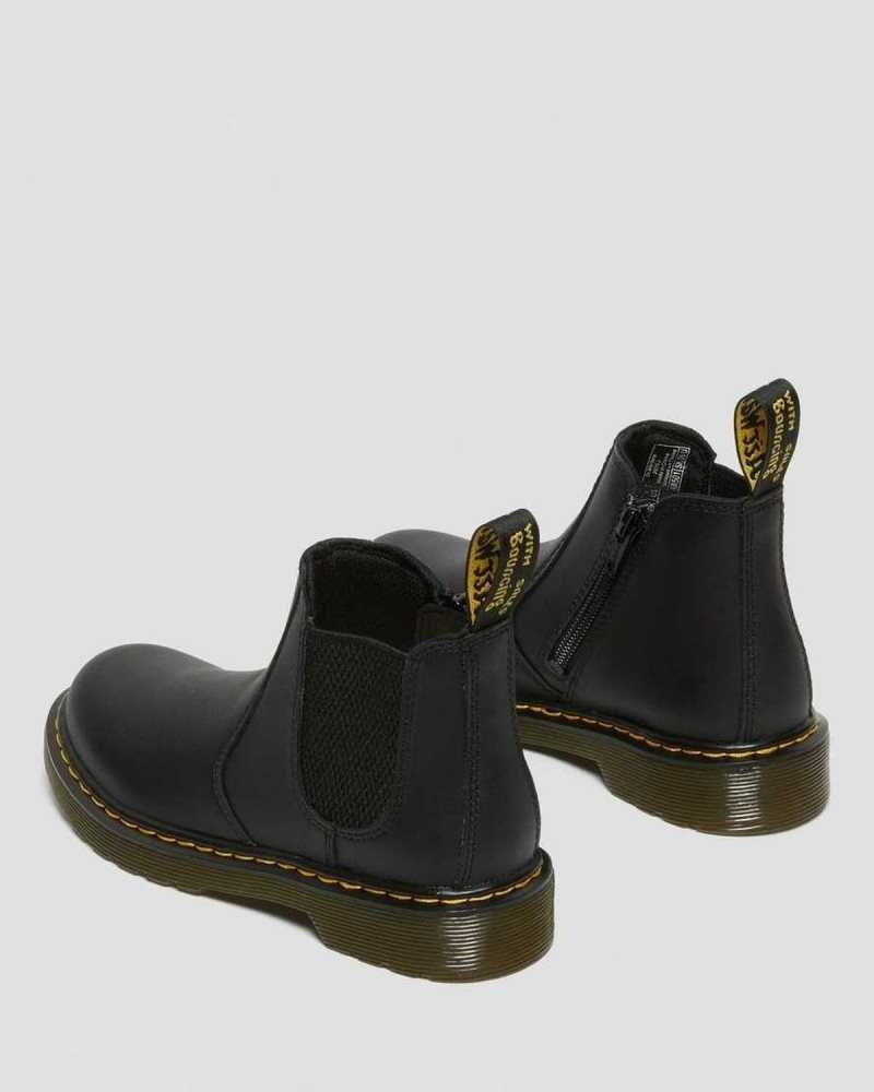 Black Dr. Martens Junior 2976 Softy T Leather Chelsea Boots | NXZFJ6012