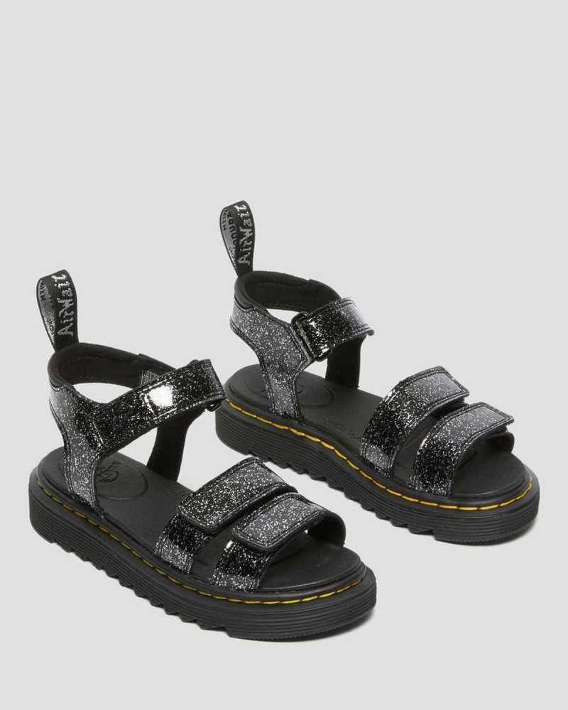 Black Dr. Martens Junior Klaire Glitter Sandals | LYJXR8460