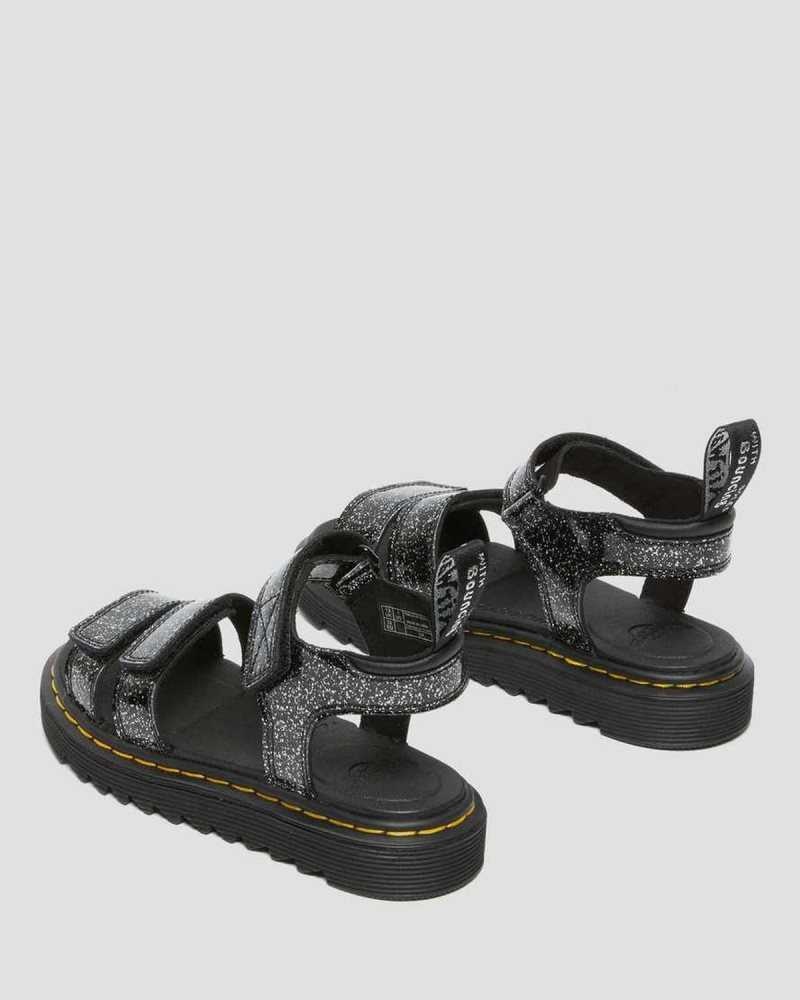 Black Dr. Martens Junior Klaire Glitter Sandals | LYJXR8460