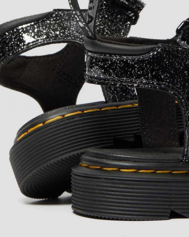 Black Dr. Martens Junior Klaire Glitter Sandals | LYJXR8460