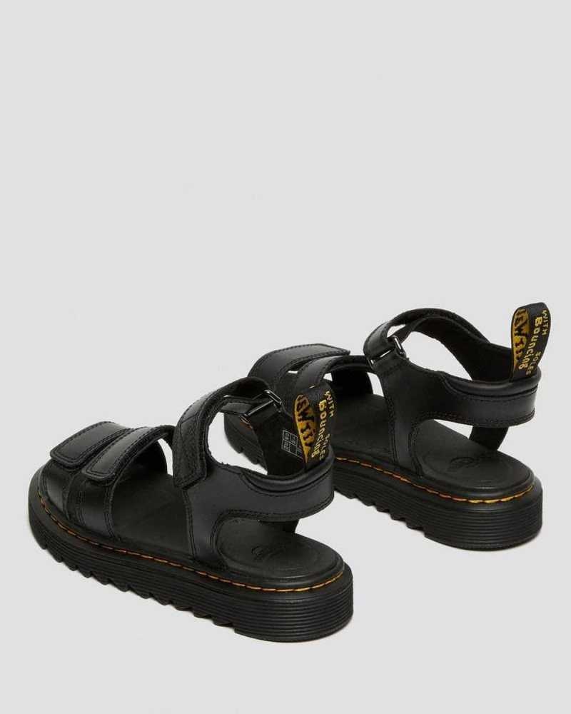 Black Dr. Martens Junior Klaire Leather Strap Sandals | PUNTB0376