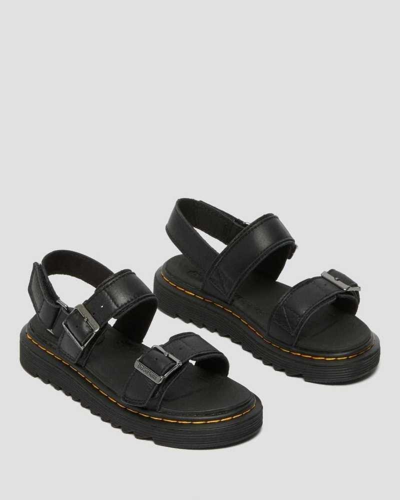 Black Dr. Martens Junior Kyle Leather Sandals | WVGBR1967