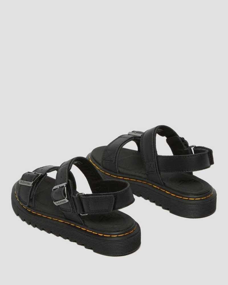 Black Dr. Martens Junior Kyle Leather Sandals | WVGBR1967