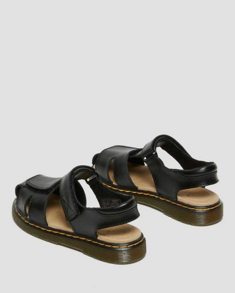 Black Dr. Martens Junior Moby II Leather Velcro Sandals | ULPAK5146