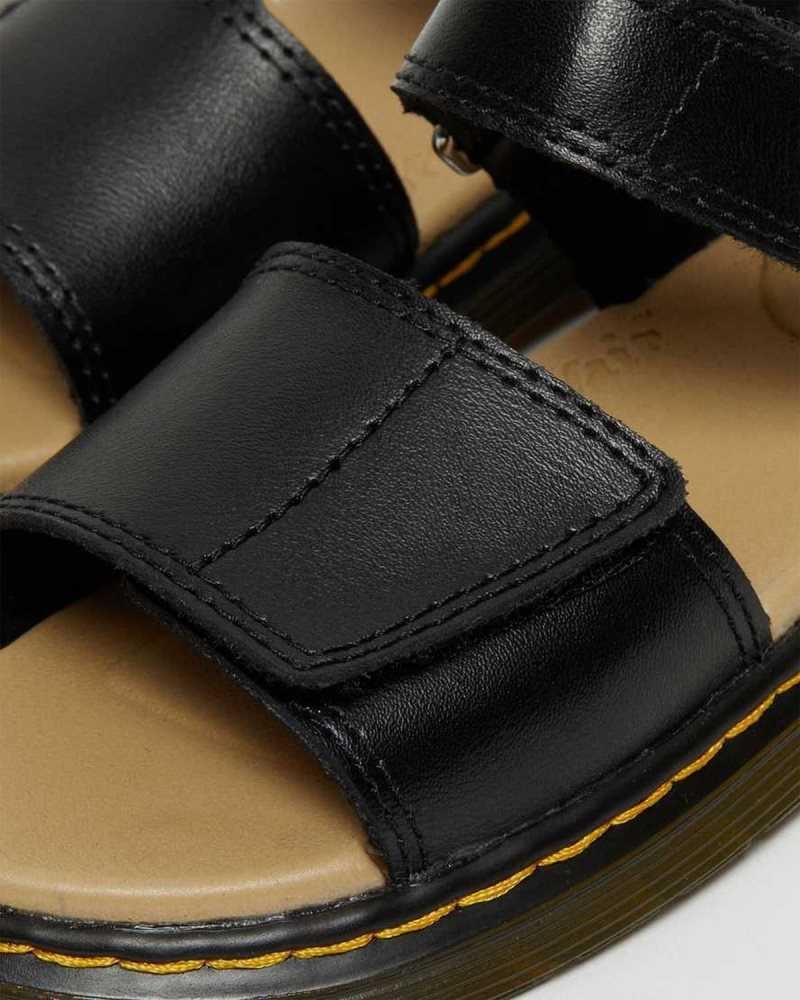 Black Dr. Martens Junior Romi Leather Velcro Sandals | MOIHP8024