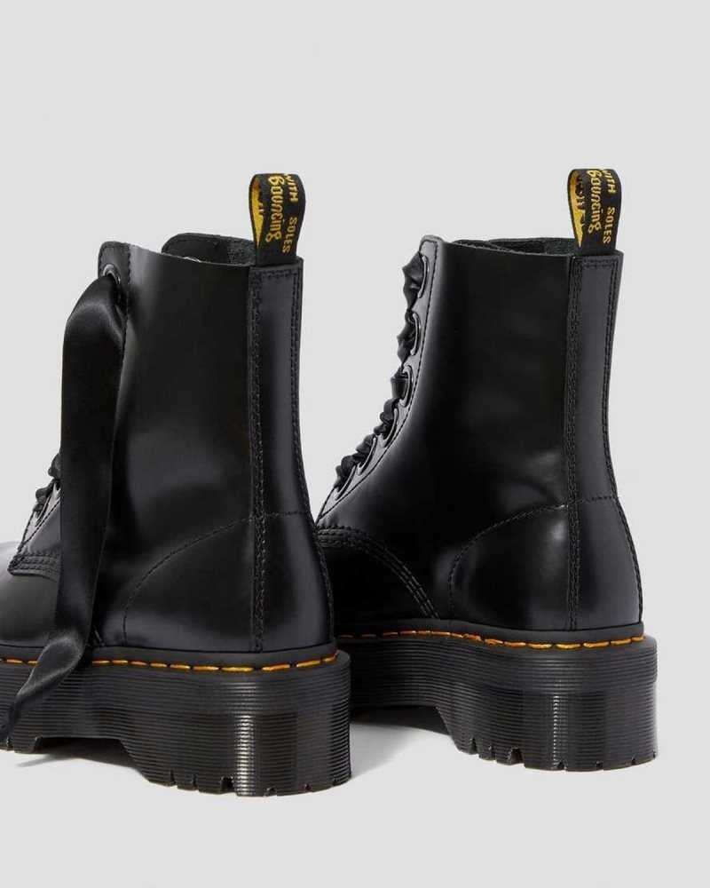 Black Dr. Martens Molly Leather Platform Boots | SJKML0293