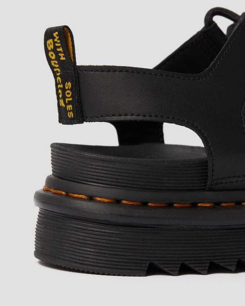 Black Dr. Martens Nartilla Leather Gladiator Sandals | MQIBK8452