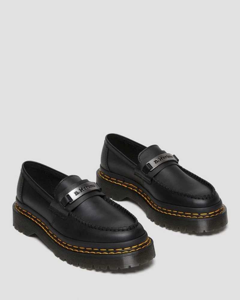 Black Dr. Martens Penton Bex Double Stitch Leather Loafers | BPOHI1783