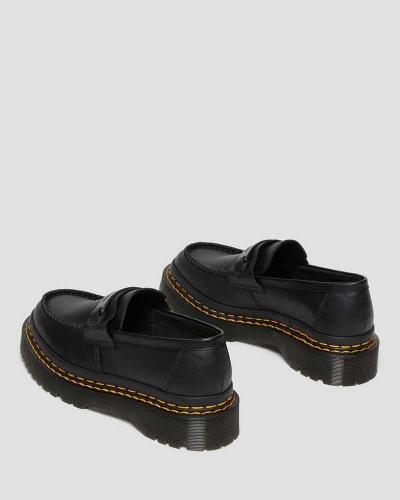 Black Dr. Martens Penton Bex Double Stitch Leather Loafers | BPOHI1783