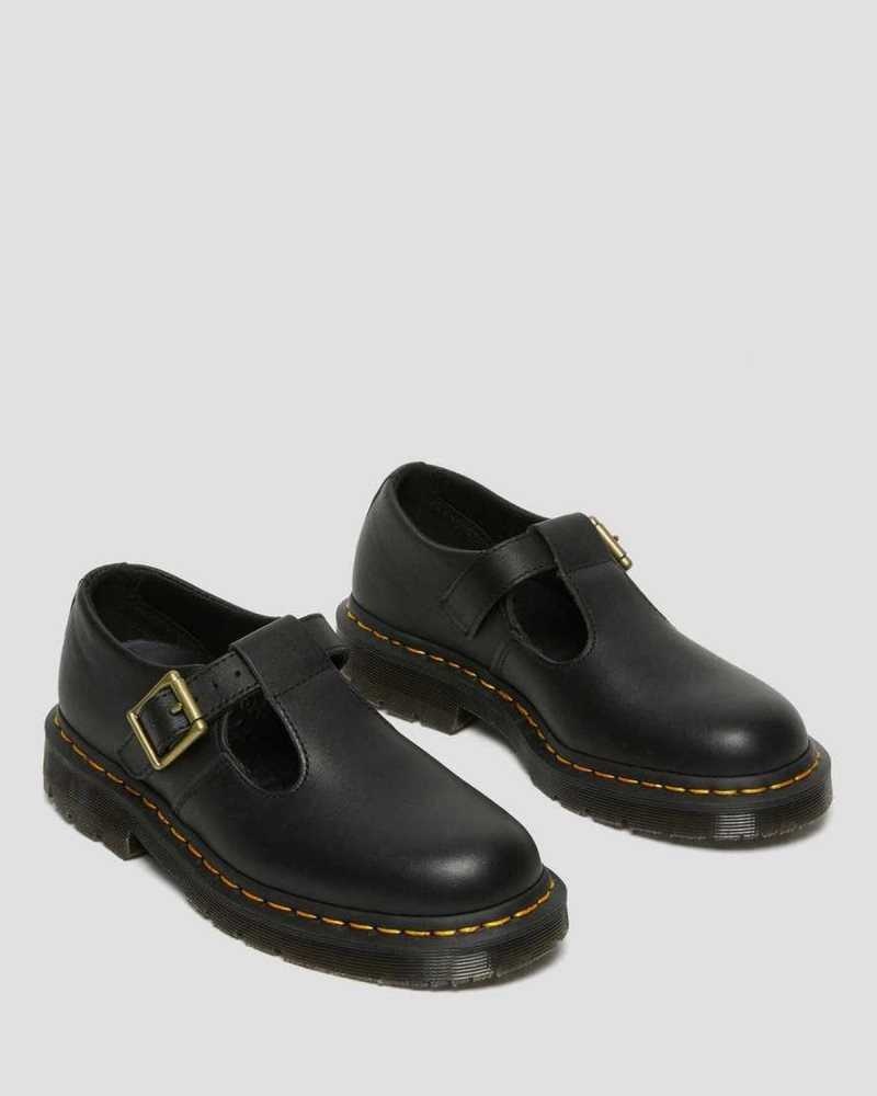 Black Dr. Martens Polley Slip Resistant Mary Jane Shoes | XGTSB6937