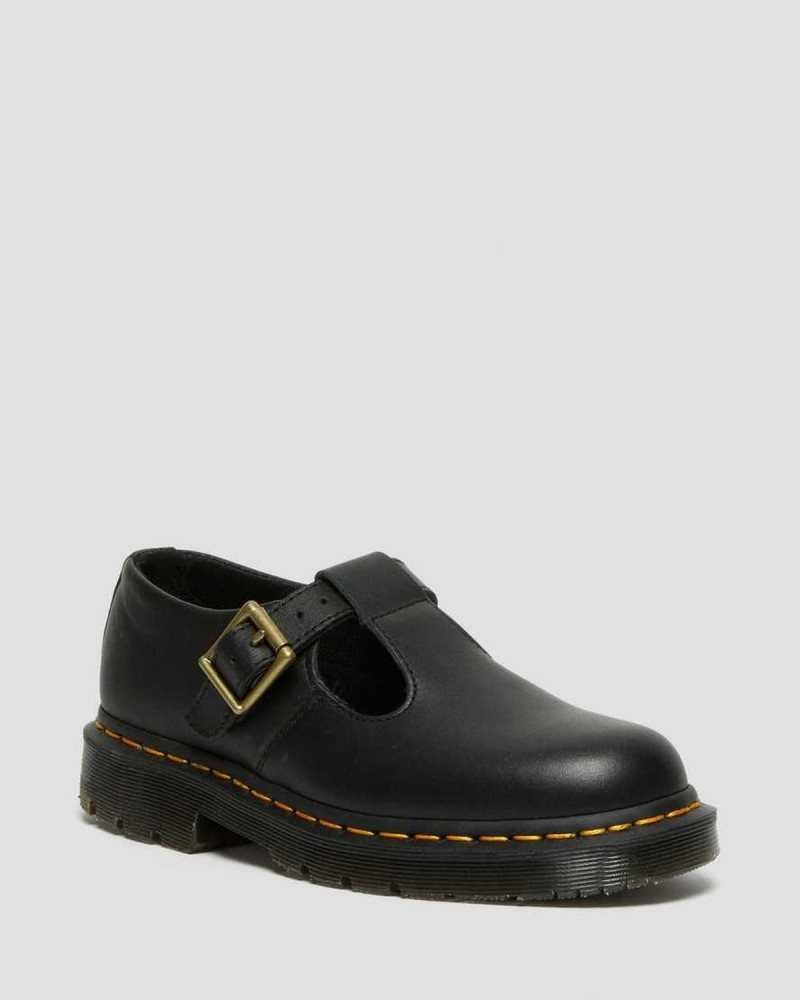 Black Dr. Martens Polley Slip Resistant Mary Jane Shoes | XGTSB6937