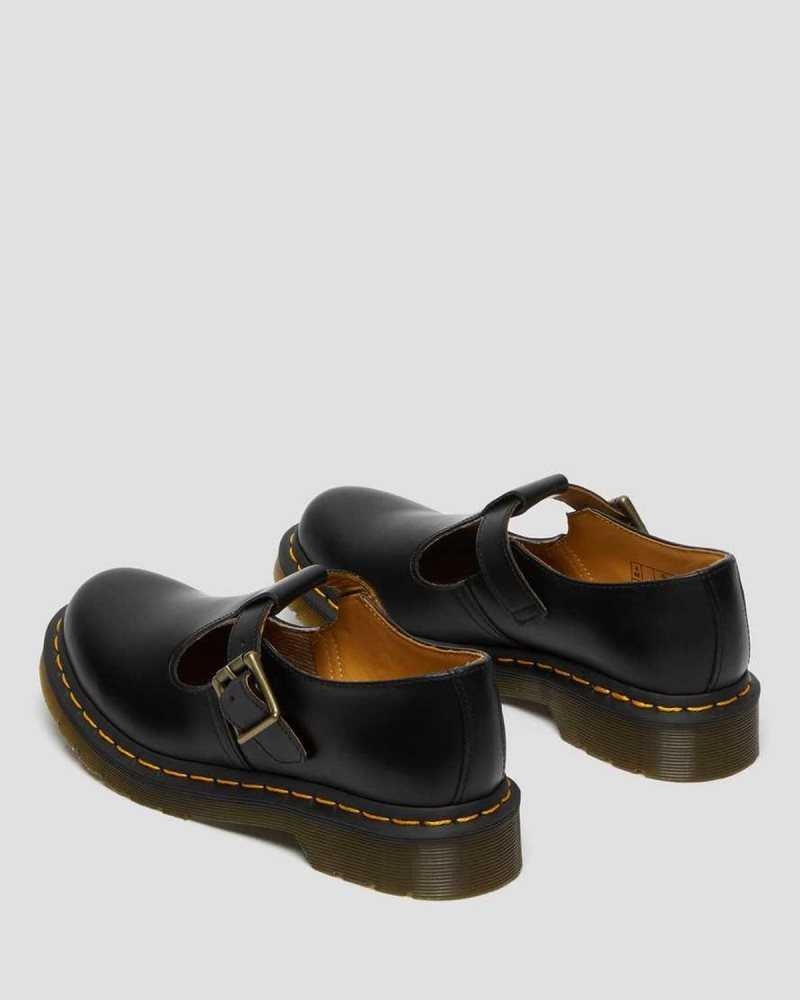 Black Dr. Martens Polley Smooth Leather Mary Janes | FIQPX8925