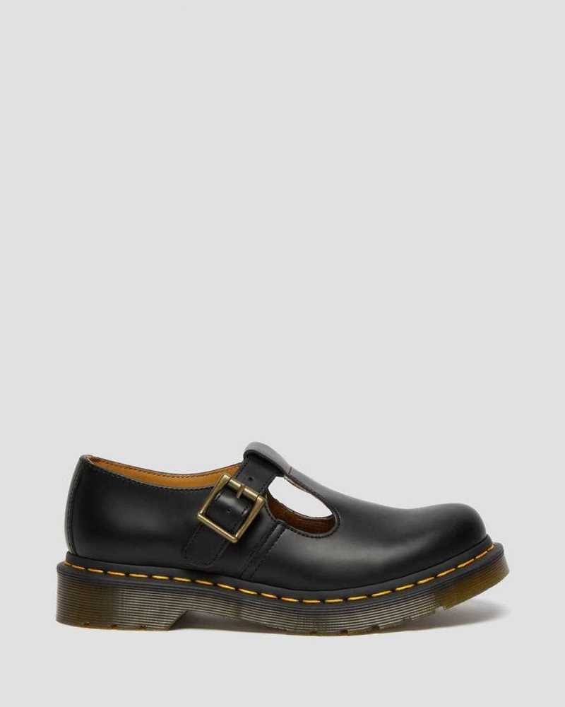 Black Dr. Martens Polley Smooth Leather Mary Janes | FIQPX8925