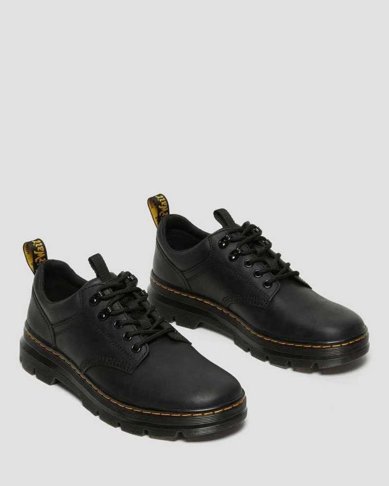 Black Dr. Martens Reeder Wyoming Leather Utility Shoes | KBYLV0692