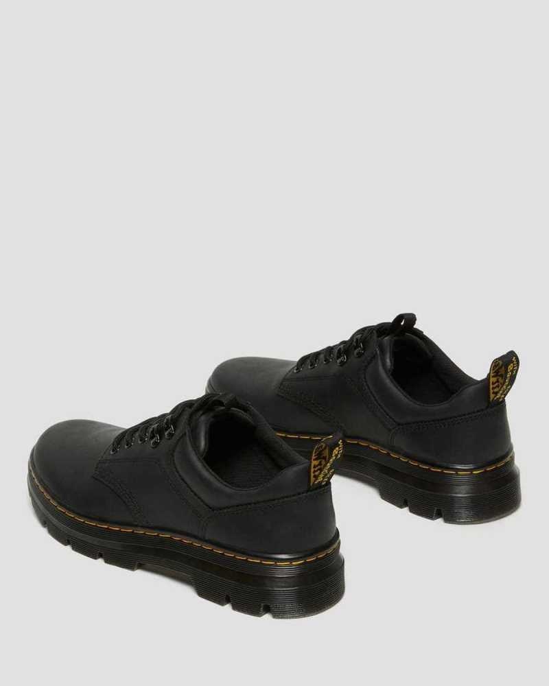 Black Dr. Martens Reeder Wyoming Leather Utility Shoes | KBYLV0692