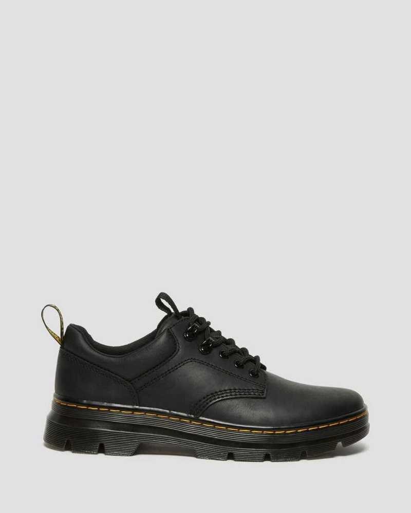 Black Dr. Martens Reeder Wyoming Leather Utility Shoes | KBYLV0692