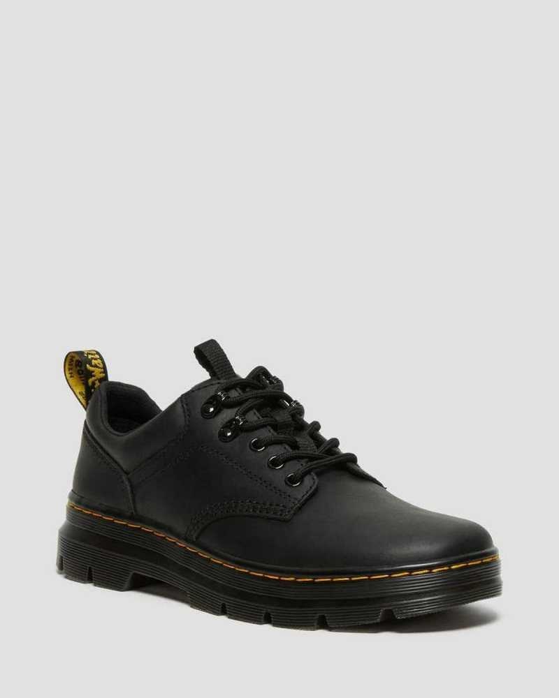 Black Dr. Martens Reeder Wyoming Leather Utility Shoes | KBYLV0692