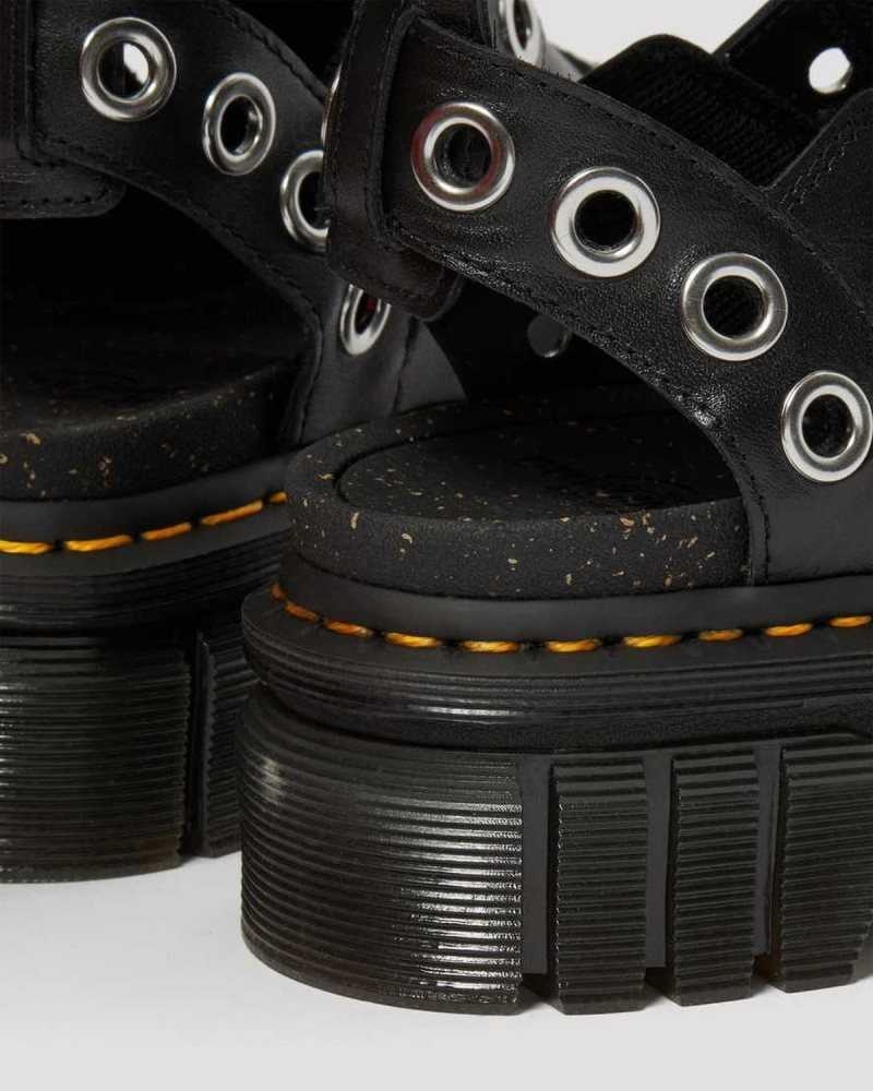 Black Dr. Martens Ricki Hardware Nappa Lux Leather Platform Sandals | ECZGB6430