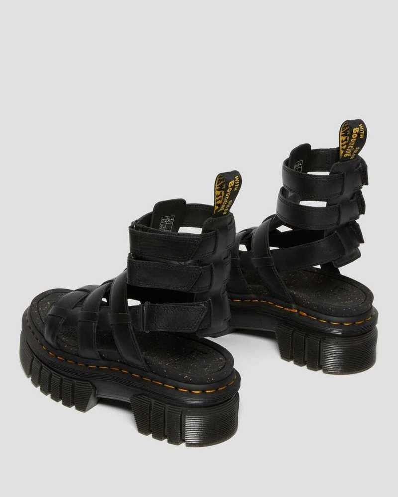 Black Dr. Martens Ricki Nappa Lux Leather Platform Gladiator Sandals | BIMCP7916