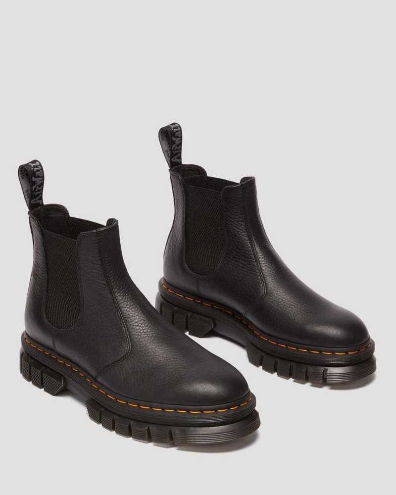 Black Dr. Martens Rikard Lunar Leather Chelsea Boots | ZWHGA9021