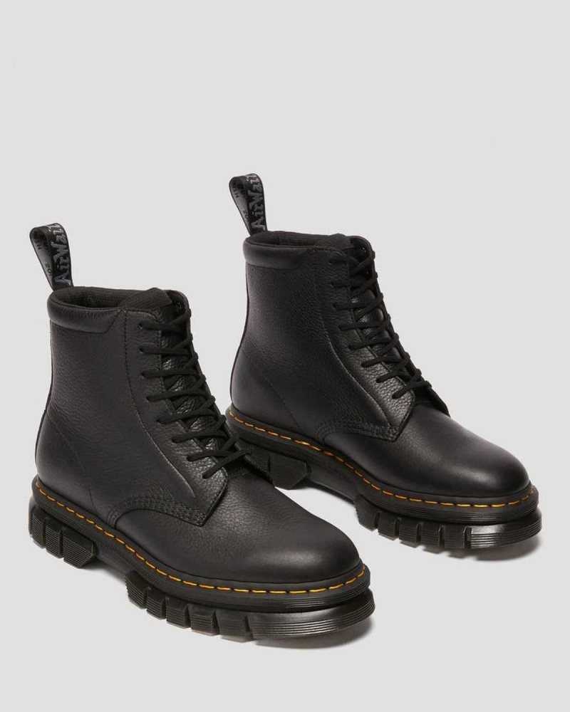 Black Dr. Martens Rikard Lunar Leather Platform Boots | WEQDS9021