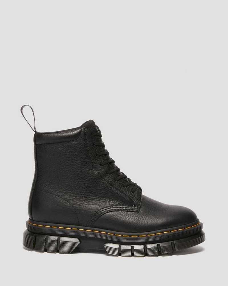 Black Dr. Martens Rikard Lunar Leather Platform Boots | WEQDS9021