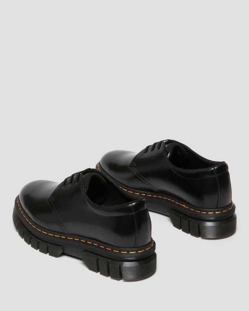 Black Dr. Martens Rikard Polished Smooth Leather Platform Shoes | MVEZO5492