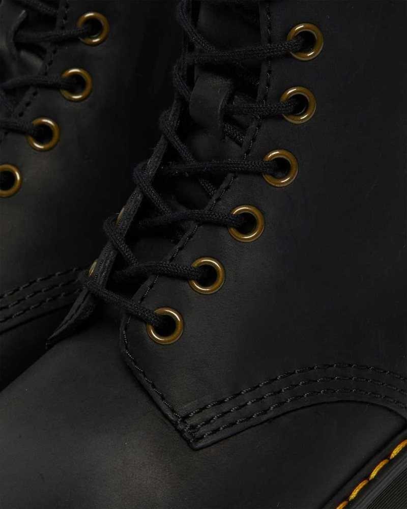 Black Dr. Martens Shriver Hi Wyoming Leather Heeled Boots | EAJTL9382