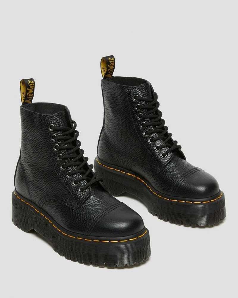 Black Dr. Martens Sinclair Milled Nappa Leather Platform Boots | USPHT2068