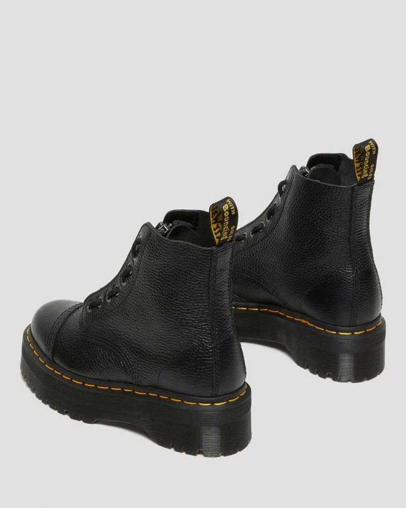 Black Dr. Martens Sinclair Milled Nappa Leather Platform Boots | USPHT2068