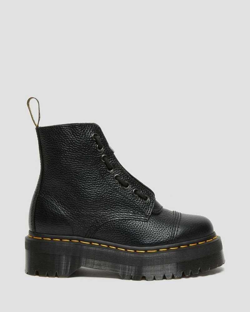 Black Dr. Martens Sinclair Milled Nappa Leather Platform Boots | USPHT2068