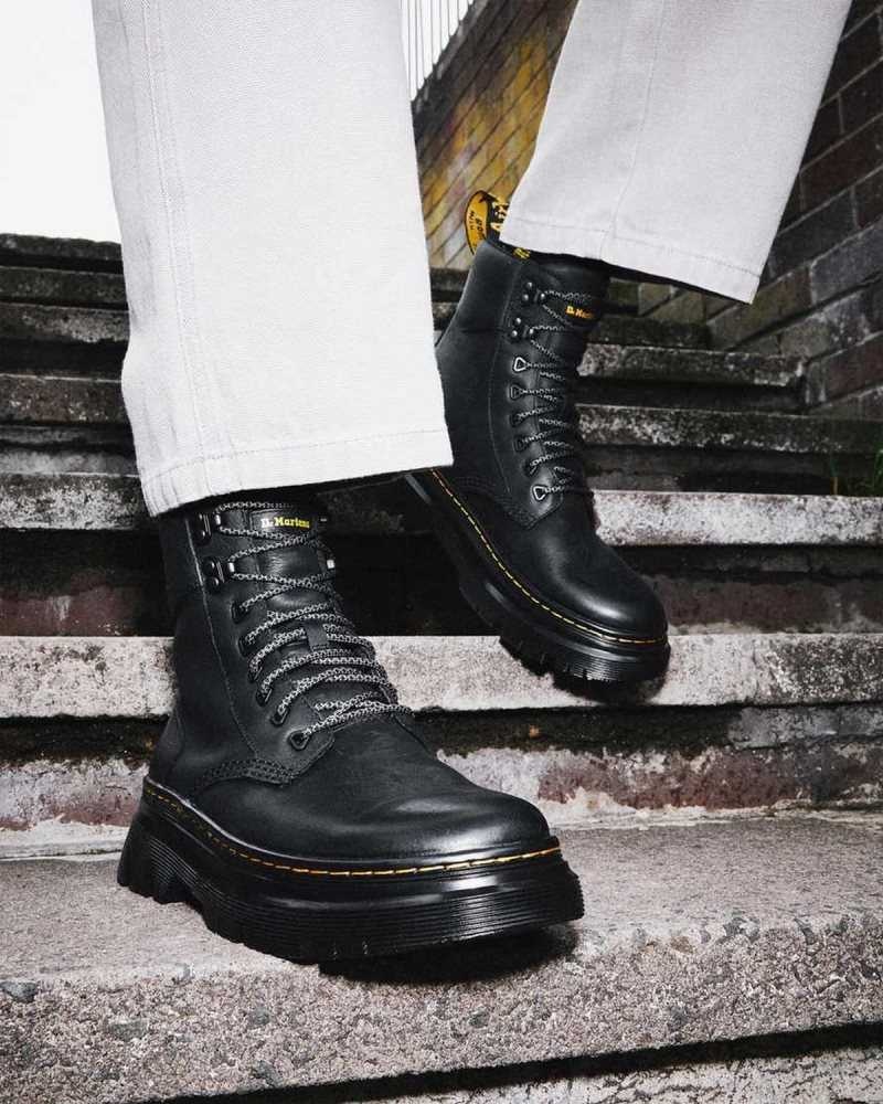 Black Dr. Martens Tarik Wyoming Leather Utility Boots | GJYNH4325