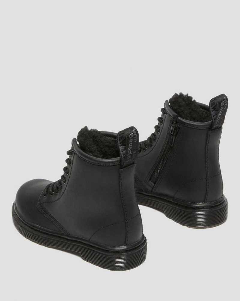 Black Dr. Martens Toddler 1460 Faux Fur Lined Boots | BXTOH8149