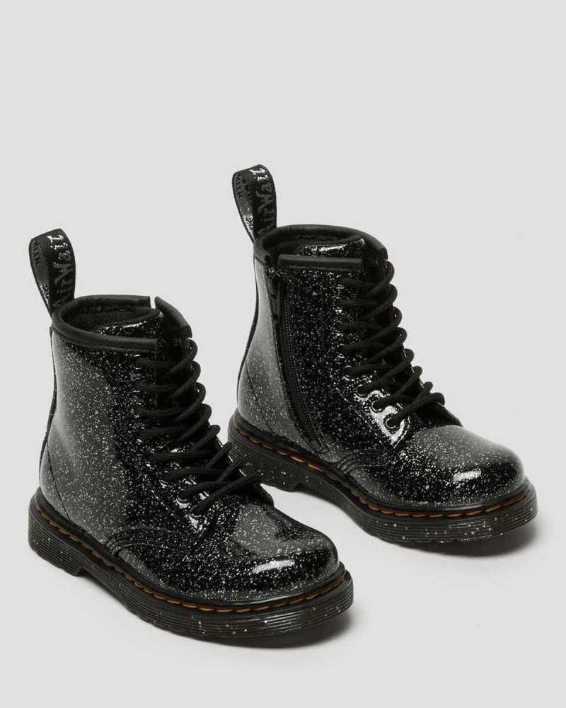 Black Dr. Martens Toddler 1460 Glitter Lace Up Boots | ZEAKG3741