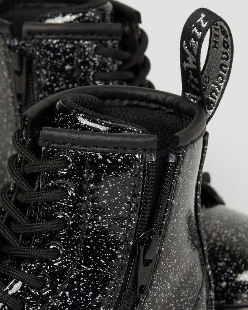 Black Dr. Martens Toddler 1460 Glitter Lace Up Boots | ZEAKG3741