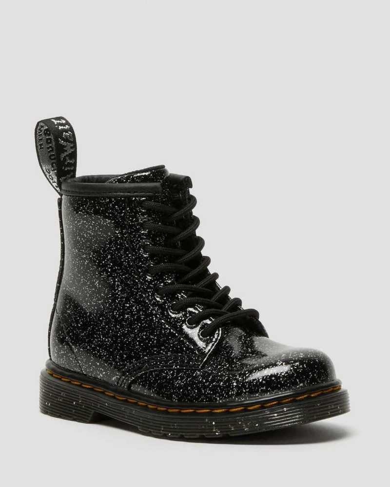 Black Dr. Martens Toddler 1460 Glitter Lace Up Boots | ZEAKG3741